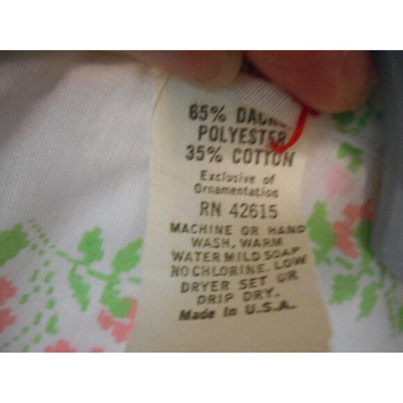 Vintage Womans Floral PJ Pajama Set Lounge pants Smock Top Pink Green white - Picture 5 of 7
